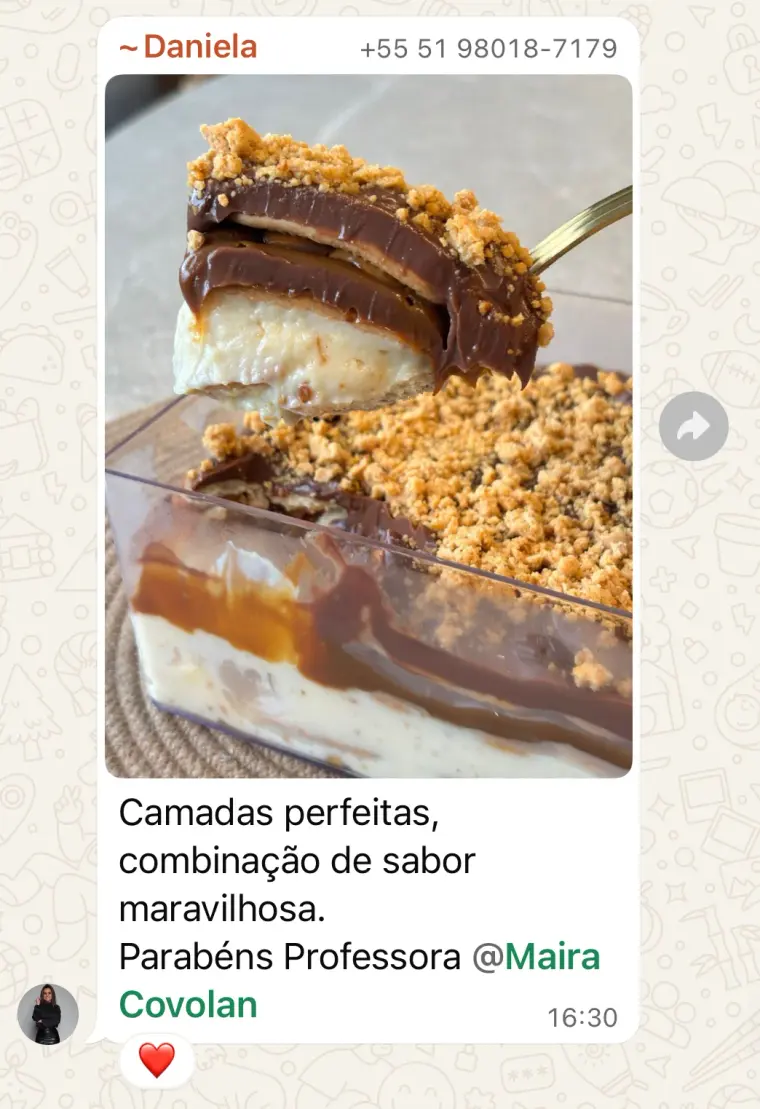 Depoimento de aluna com resultado